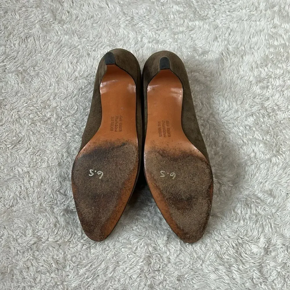 Salvatore Ferragamo Brown Suede‎ Leather Pumps Heels Italy, 6.5 AA Narrow